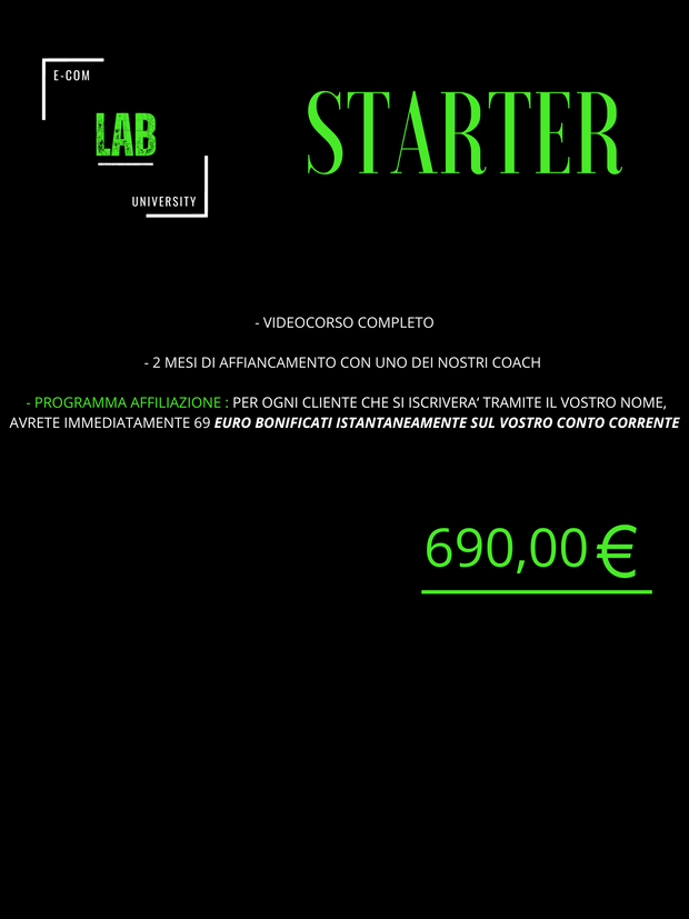 Ecom-Lab University: Pacchetto STARTER