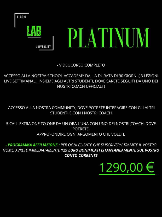 Ecom-Lab University: Pacchetto PLATINUM