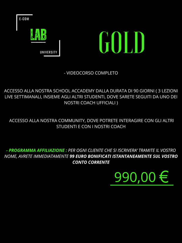 Ecom-Lab University: Pacchetto GOLD
